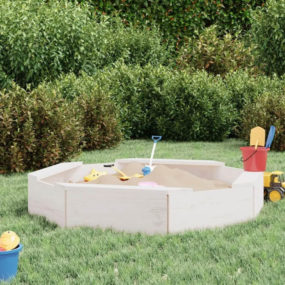 vidaXL Estructuras Para Juegos Al Aire Libre-Arenero con asientos octógono madera maciza de