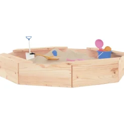 vidaXL Estructuras Para Juegos Al Aire Libre-Arenero con asientos octógono madera maciza de pino