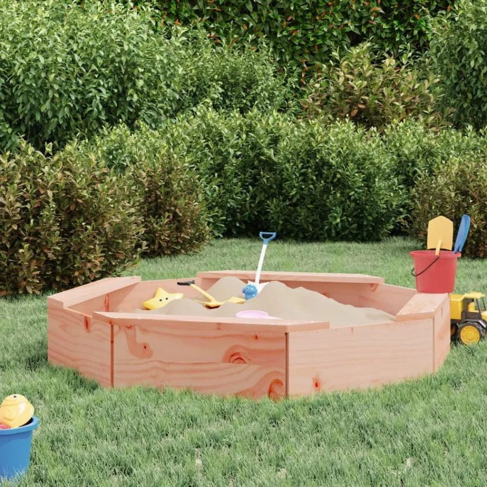 vidaXL Estructuras Para Juegos Al Aire Libre-Arenero con asientos octógono madera maciza de abeto Douglas
