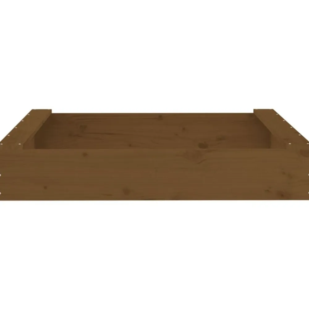 vidaXL Arenero con asientos cuadrado madera maciza de pino marrón miel Pino marrón miel Outlet