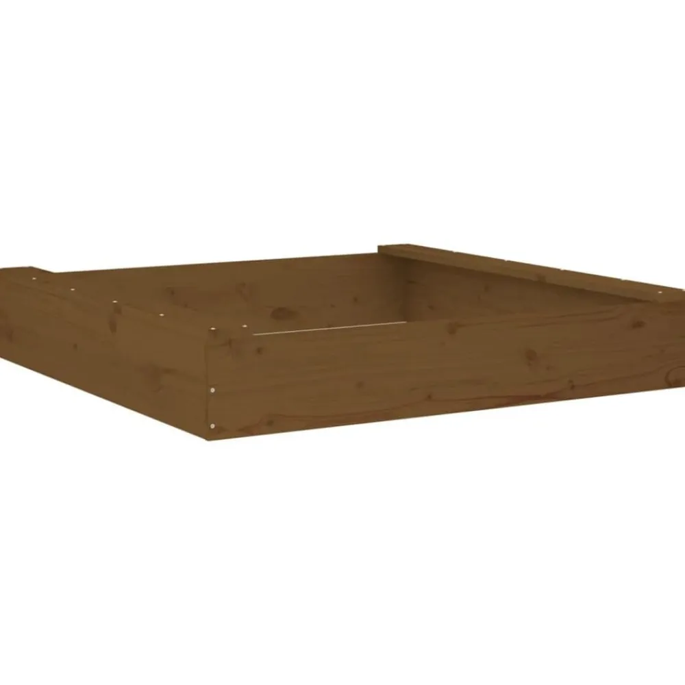 vidaXL Arenero con asientos cuadrado madera maciza de pino marrón miel Pino marrón miel Outlet