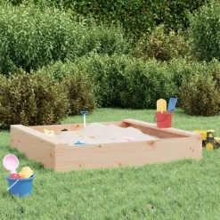 vidaXL Estructuras Para Juegos Al Aire Libre-Arenero con asientos cuadrado madera maciza de pino