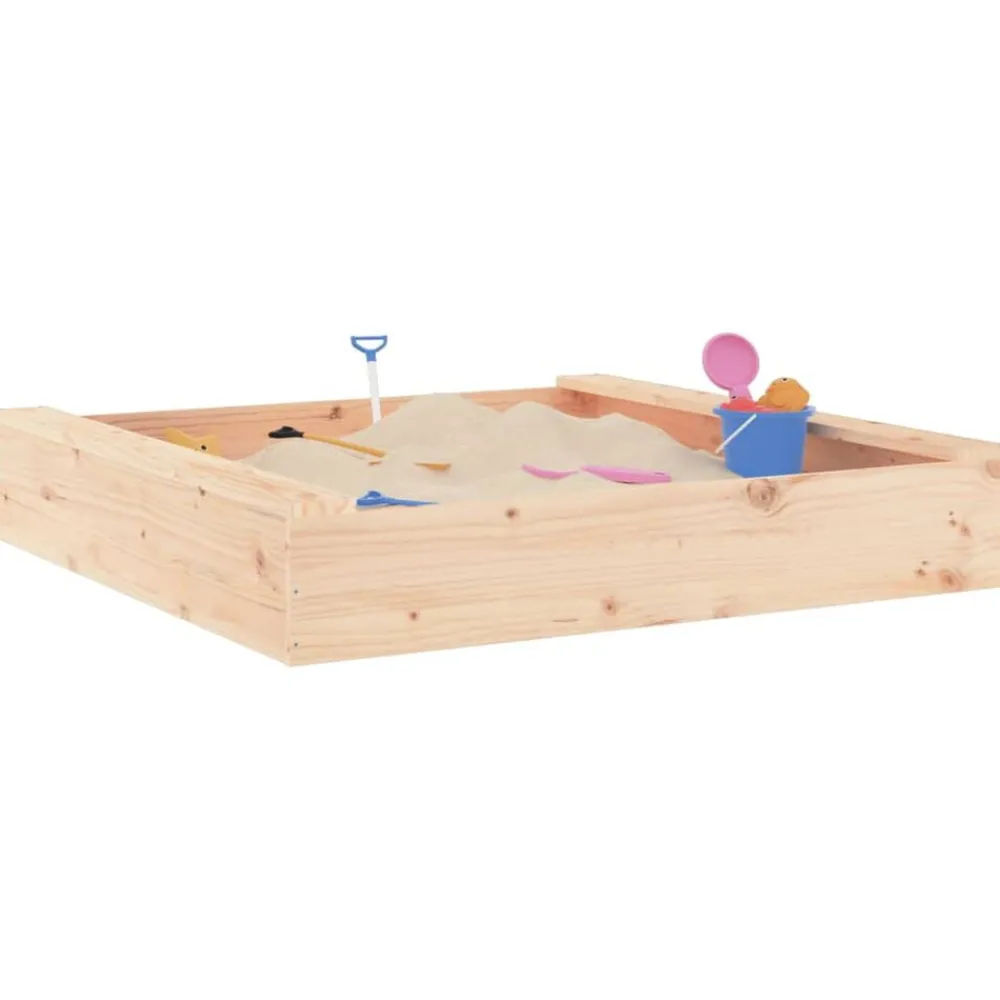 vidaXL Estructuras Para Juegos Al Aire Libre-Arenero con asientos cuadrado madera maciza de pino