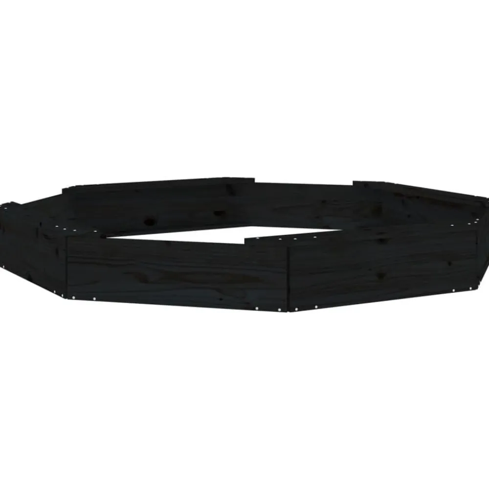 vidaXL Arenero con asientos octógono madera maciza de Pino negro Discount