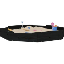 vidaXL Arenero con asientos octógono madera maciza de Pino negro Discount