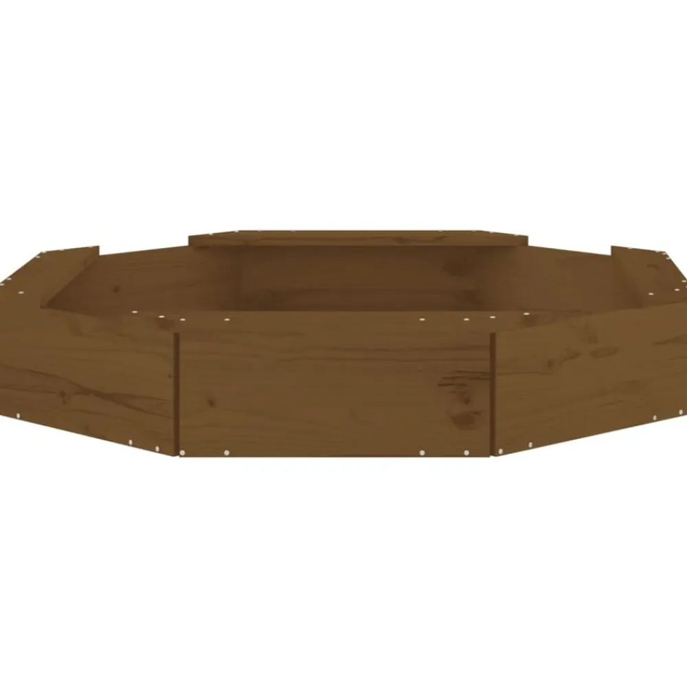 vidaXL Arenero con asientos octógono madera maciza de pino marrón miel Pino marrón miel Discount