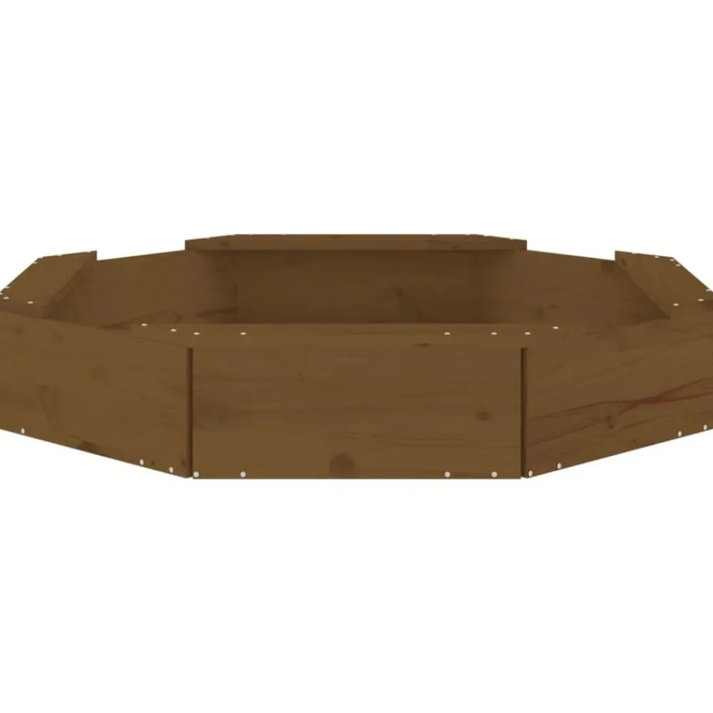 vidaXL Arenero con asientos octógono madera maciza de pino marrón miel Pino marrón miel Discount
