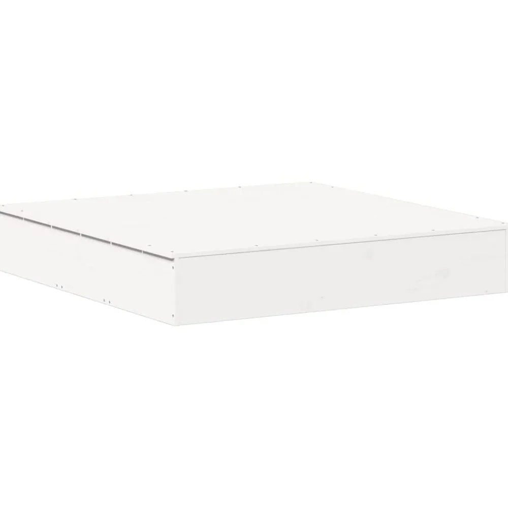 vidaXL Arenero con tapa madera maciza de pino 111x111x19,5 cm Blanco Discount