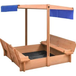 vidaXL Estructuras Para Juegos Al Aire Libre-Arenero con techo de madera de abeto 112x112x112 cm