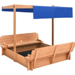 vidaXL Estructuras Para Juegos Al Aire Libre-Arenero con techo de madera de abeto 112x112x112 cm