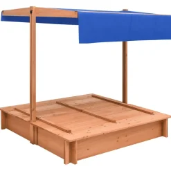 vidaXL Estructuras Para Juegos Al Aire Libre-Arenero con techo de madera de abeto 112x112x112 cm