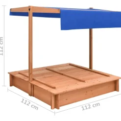 vidaXL Estructuras Para Juegos Al Aire Libre-Arenero con techo de madera de abeto 112x112x112 cm