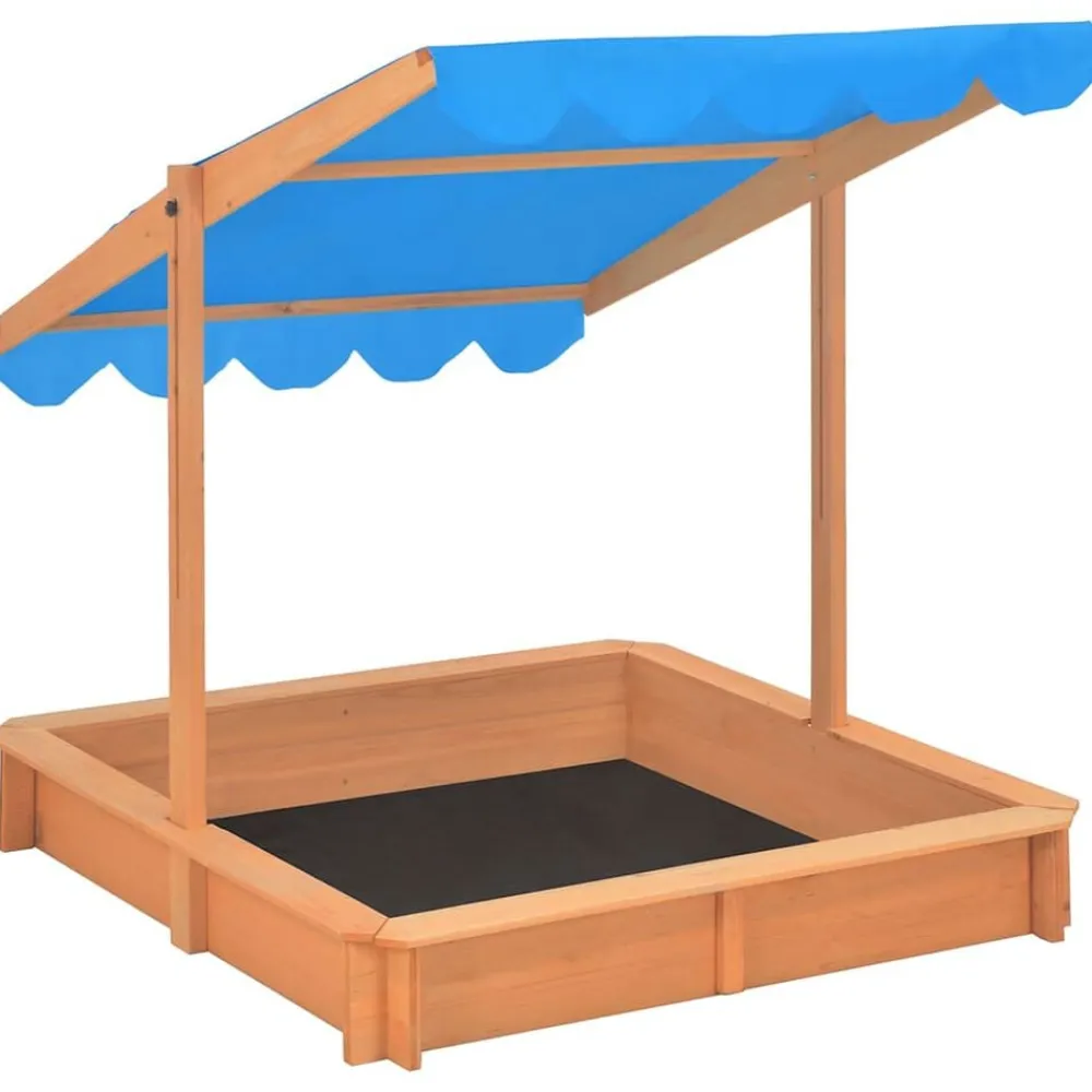vidaXL Arenero con techo ajustable de madera de abeto 115x115x115 cm Azul Online