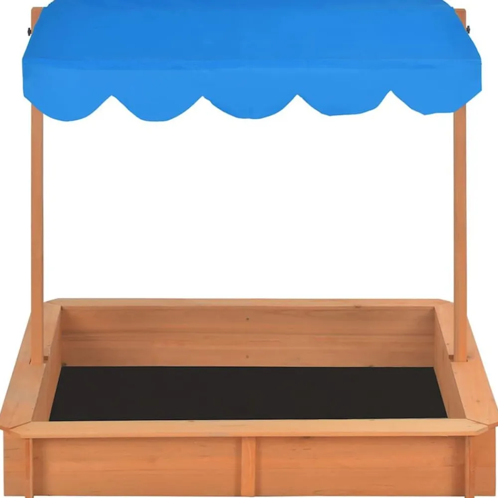 vidaXL Arenero con techo ajustable de madera de abeto 115x115x115 cm Azul Online