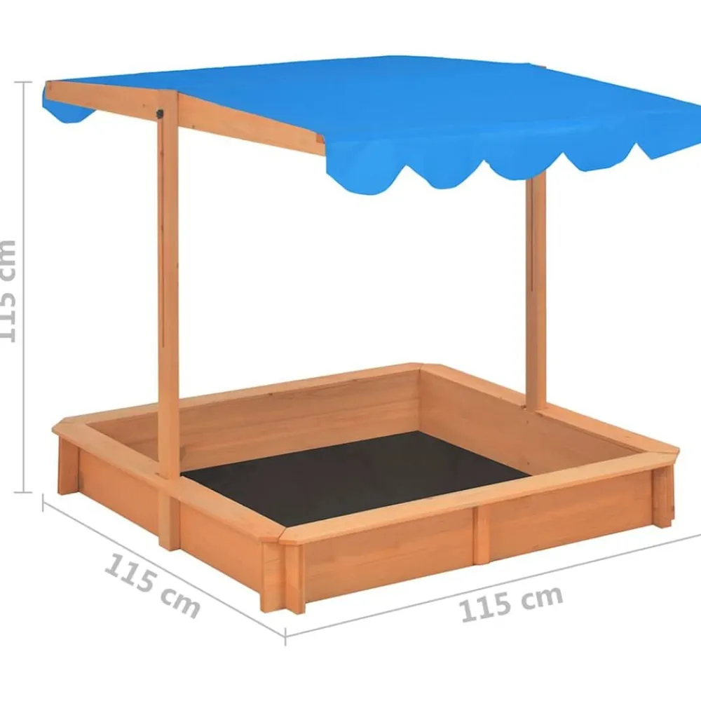 vidaXL Arenero con techo ajustable de madera de abeto 115x115x115 cm Azul Online