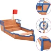 vidaXL Estructuras Para Juegos Al Aire Libre-Arenero en forma de barco pirata madera de abeto 190x94,5x101cm