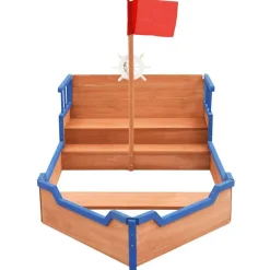 vidaXL Estructuras Para Juegos Al Aire Libre-Arenero en forma de barco pirata madera de abeto 190x94,5x101cm