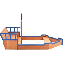 vidaXL Estructuras Para Juegos Al Aire Libre-Arenero en forma de barco pirata madera de abeto 190x94,5x101cm