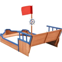 vidaXL Estructuras Para Juegos Al Aire Libre-Arenero en forma de barco pirata madera de abeto 190x94,5x101cm