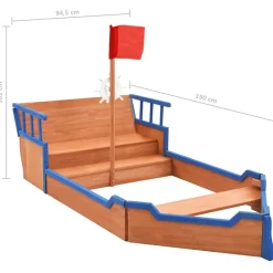 vidaXL Estructuras Para Juegos Al Aire Libre-Arenero en forma de barco pirata madera de abeto 190x94,5x101cm
