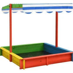 vidaXL Estructuras Para Juegos Al Aire Libre-Arenero infantil tejado ajustable madera abeto UV50