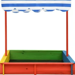 vidaXL Estructuras Para Juegos Al Aire Libre-Arenero infantil tejado ajustable madera abeto UV50