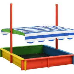 vidaXL Estructuras Para Juegos Al Aire Libre-Arenero infantil tejado ajustable madera abeto UV50