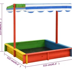 vidaXL Estructuras Para Juegos Al Aire Libre-Arenero infantil tejado ajustable madera abeto UV50