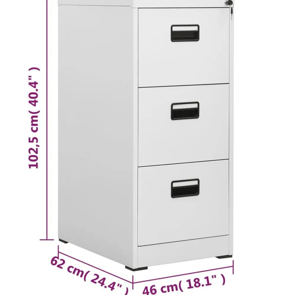 vidaXL Armario archivador de acero gris claro 46x62x102,5 cm Hot
