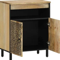 vidaXL Armario auxiliar madera maciza de mango 60x33x75 cm Discount