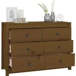 vidaXL Armarios Y Almacenamiento-Armario auxiliar madera maciza de pino marrón miel 100x40x72 cm