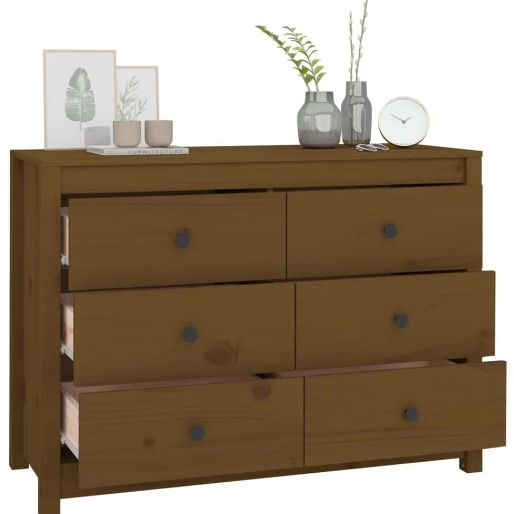 vidaXL Armarios Y Almacenamiento-Armario auxiliar madera maciza de pino marrón miel 100x40x72 cm