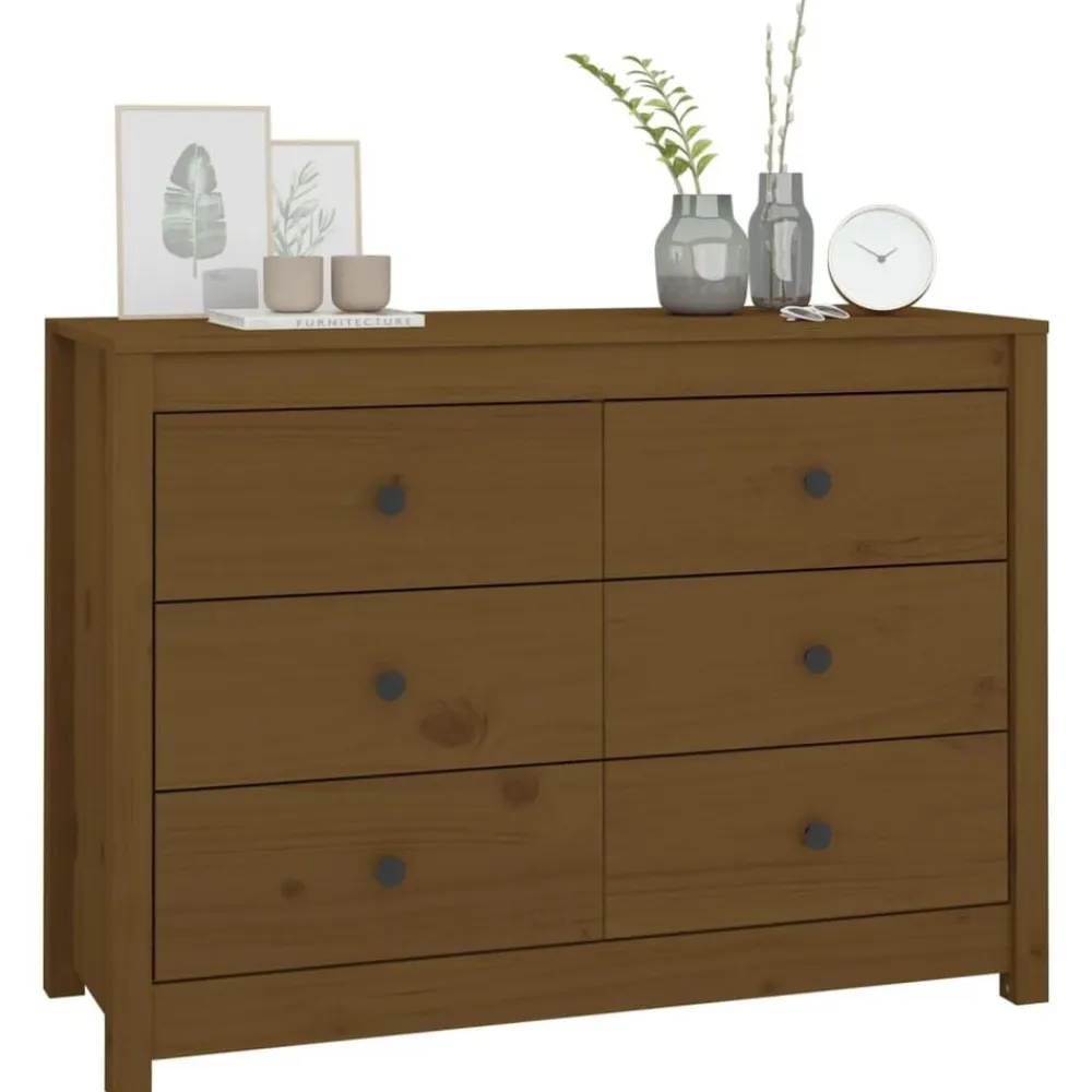 vidaXL Armarios Y Almacenamiento-Armario auxiliar madera maciza de pino marrón miel 100x40x72 cm