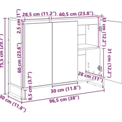 vidaXL Armarios Y Almacenamiento-Armario auxiliar Sonoma 96,5 x 30 x 75 cm Madera contrachapada