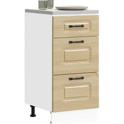 vidaXL Armario bajo de cocina "Kalmar" de madera de ingeniería blanco brillante alto brillo Discount