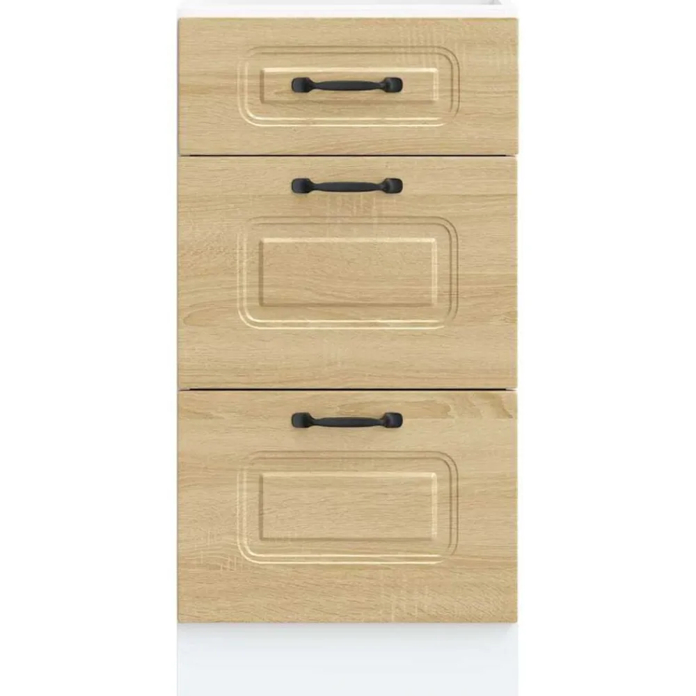 vidaXL Armario bajo de cocina "Kalmar" de madera de ingeniería blanco brillante alto brillo Discount