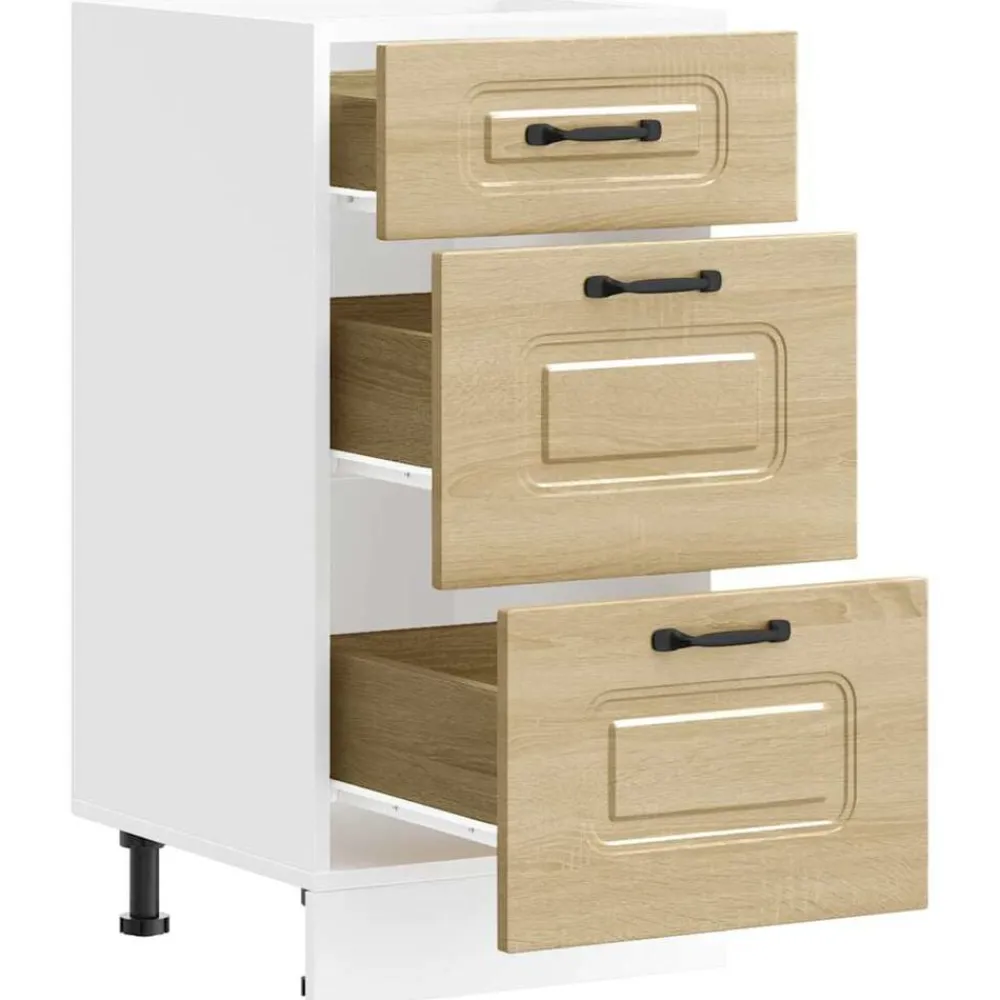 vidaXL Armario bajo de cocina "Kalmar" de madera de ingeniería blanco brillante alto brillo Discount