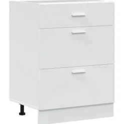 vidaXL Armario bajo de cocina "Lyon" de madera de ingeniería blanca Blanco Clearance