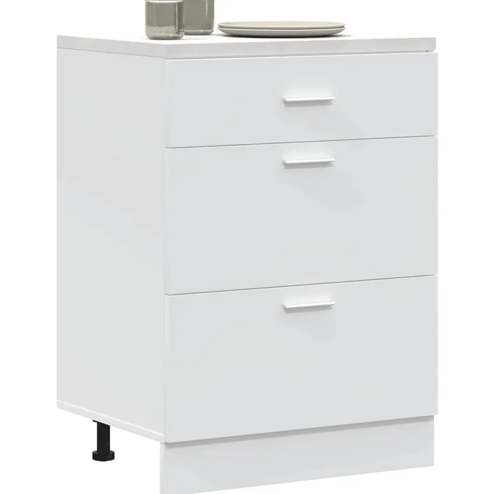 vidaXL Armario bajo de cocina "Lyon" de madera de ingeniería blanca Blanco Clearance