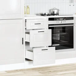 vidaXL Armario bajo de cocina "Porto" de madera de ingeniería blanco brillante