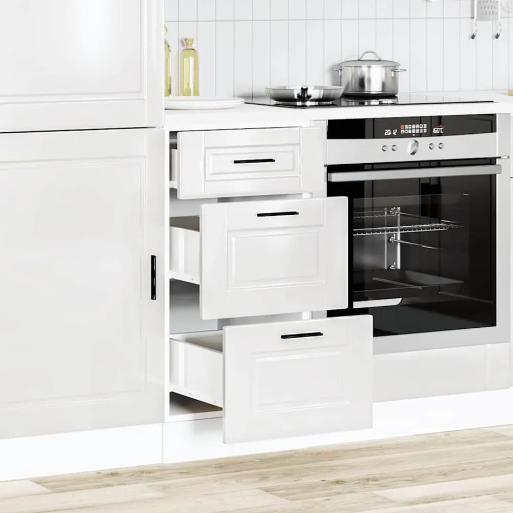 vidaXL Armario bajo de cocina "Porto" de madera de ingeniería blanco brillante