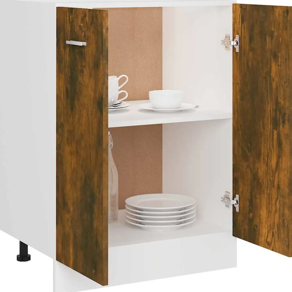 vidaXL Armario bajo "Lyon" 60x46x81,5 cm Madera de ingeniería Roble ahumado Best