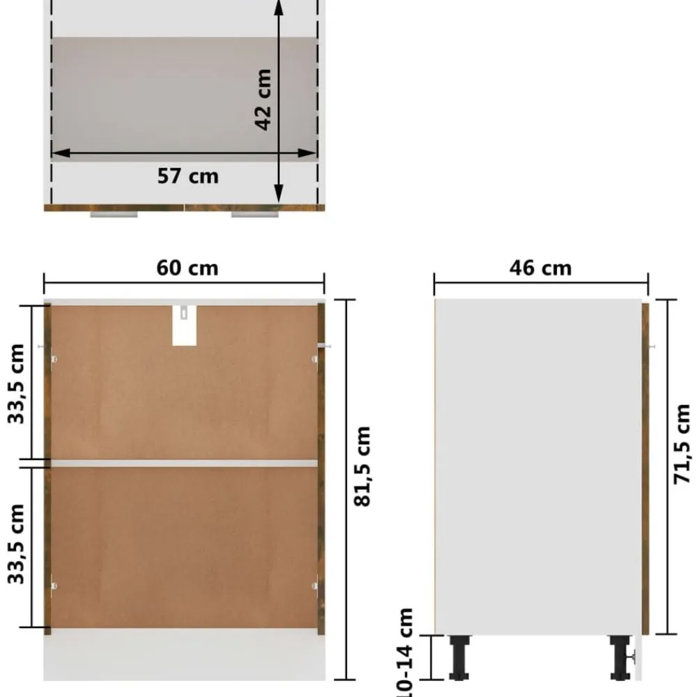vidaXL Armario bajo "Lyon" 60x46x81,5 cm Madera de ingeniería Roble ahumado Best