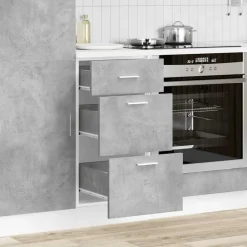 vidaXL Armarios Y Almacenamiento-Armario bajo "Lyon" Gris Hormigón 40x46x81,5 cm Madera de ingeniería