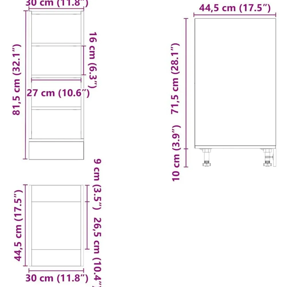 vidaXL Armario bajo "Riga" 30x44,5x81,5 cm Madera de ingeniería Blanco Online