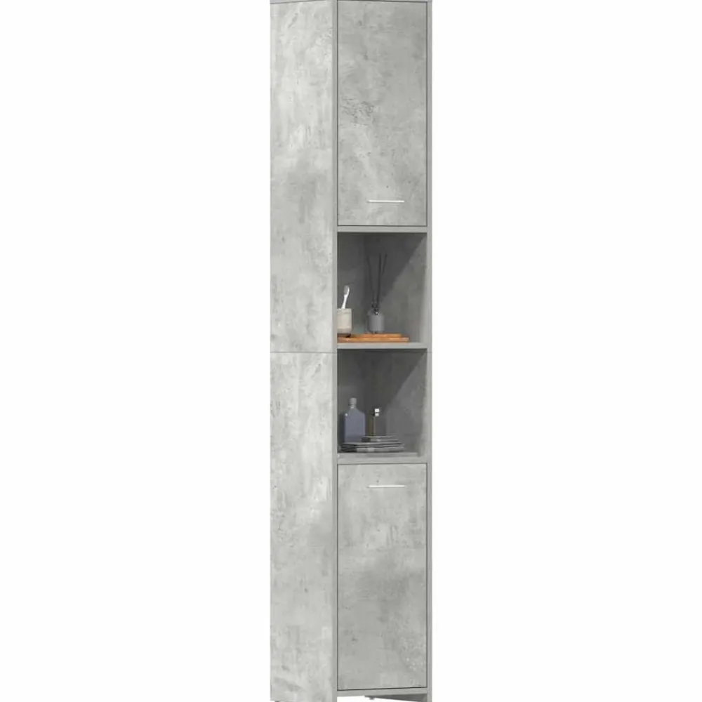 vidaXL Conjuntos De Muebles-Armario baño madera contrachapada gris hormigón 30x30x183,5 cm