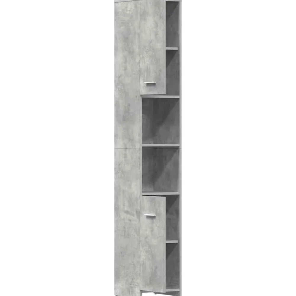 vidaXL Conjuntos De Muebles-Armario baño madera contrachapada gris hormigón 30x30x183,5 cm