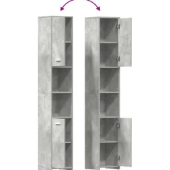 vidaXL Conjuntos De Muebles-Armario baño madera contrachapada gris hormigón 30x30x183,5 cm