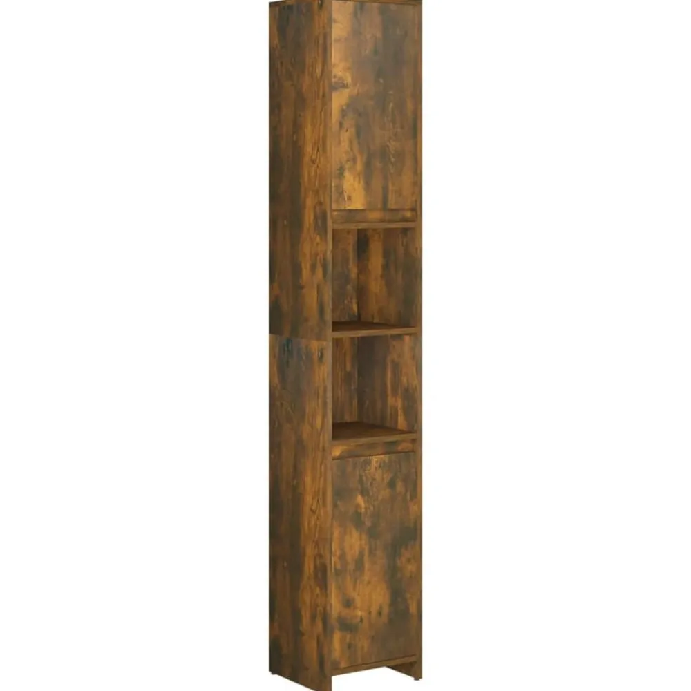 vidaXL Armario baño madera contrachapada 30x30x183,5cm Roble ahumado Hot