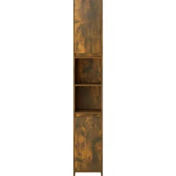 vidaXL Armario baño madera contrachapada 30x30x183,5cm Roble ahumado Hot